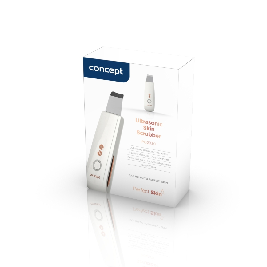 Concept PO2030 - Kozmetička ultrazvučna spatula PERFECT SKIN 2,5W/5V USB 600 mAh bela