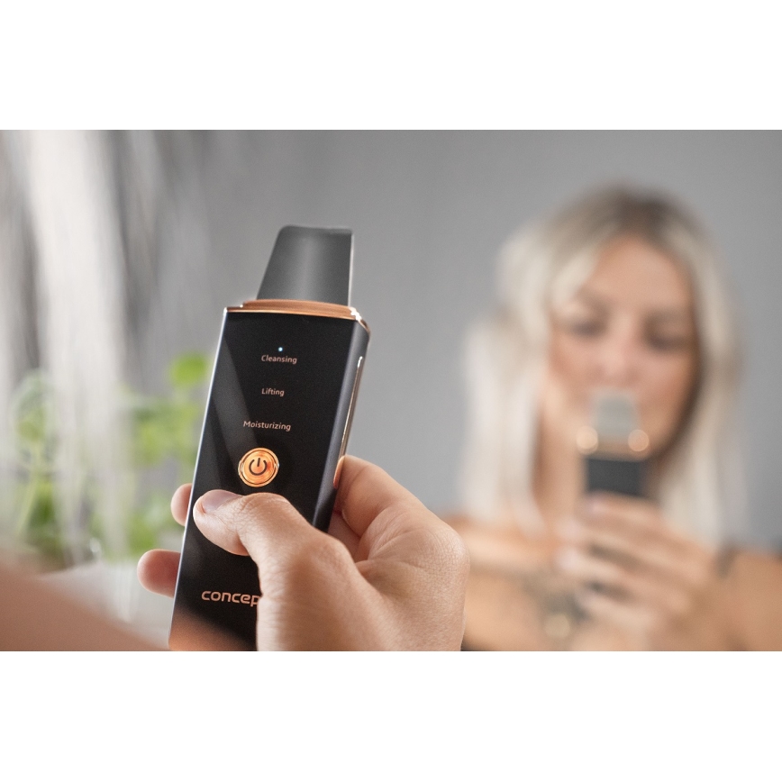 Concept PO2060 - Kozmetička ultrazvučna spatula PERFECT SKIN 3,5W/5V USB 500 mAh IPX6 crno