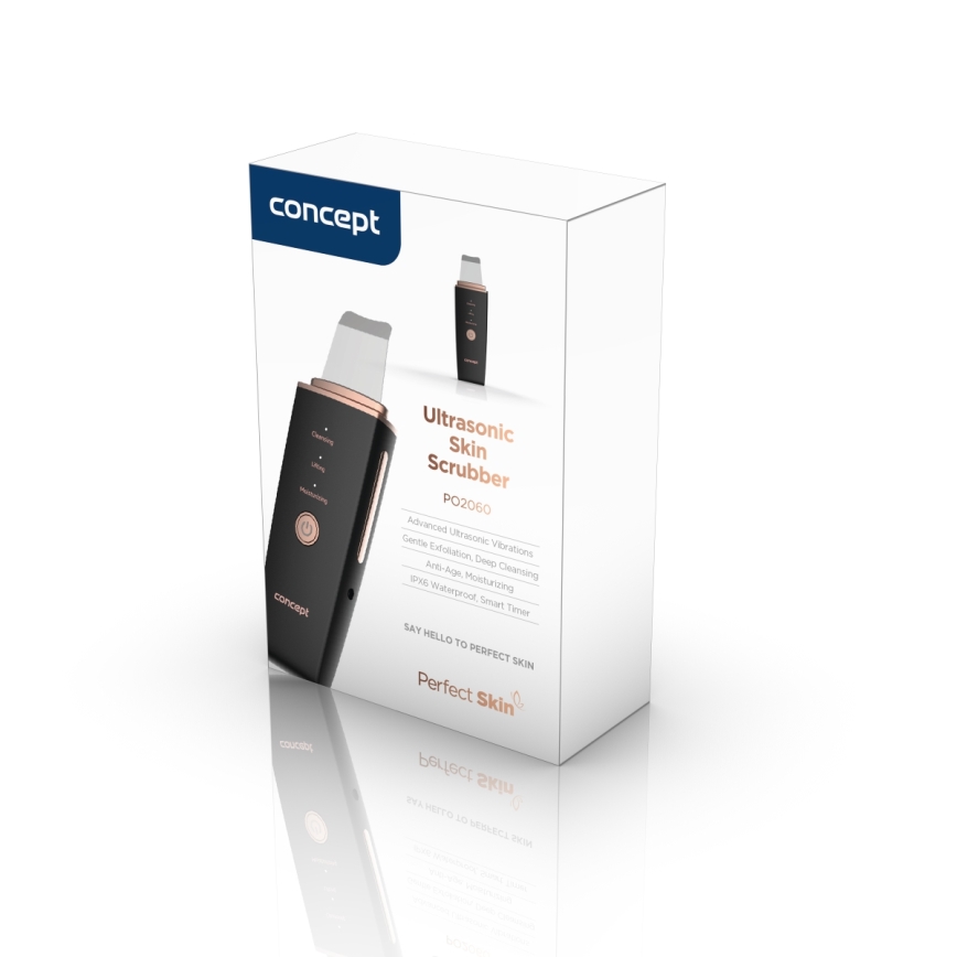 Concept PO2060 - Kozmetička ultrazvučna spatula PERFECT SKIN 3,5W/5V USB 500 mAh IPX6 crno