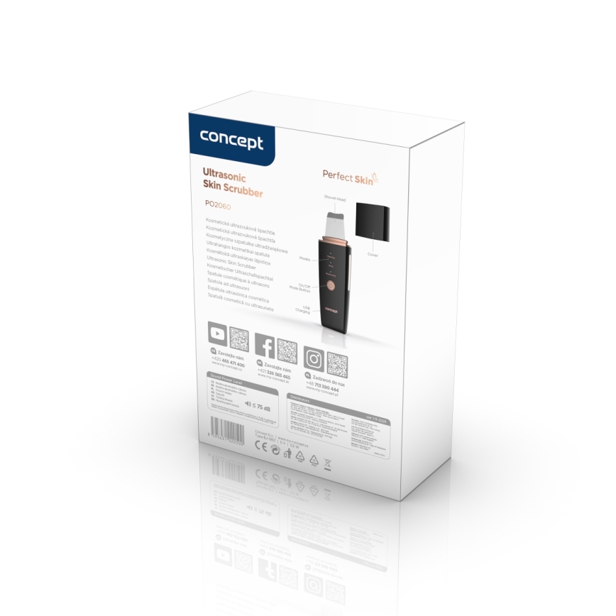 Concept PO2060 - Kozmetička ultrazvučna spatula PERFECT SKIN 3,5W/5V USB 500 mAh IPX6 crno