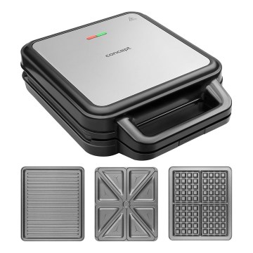 Concept SV3080 - Toster FAMILY 3u1 1200W/230V crno/nerđajući čelik