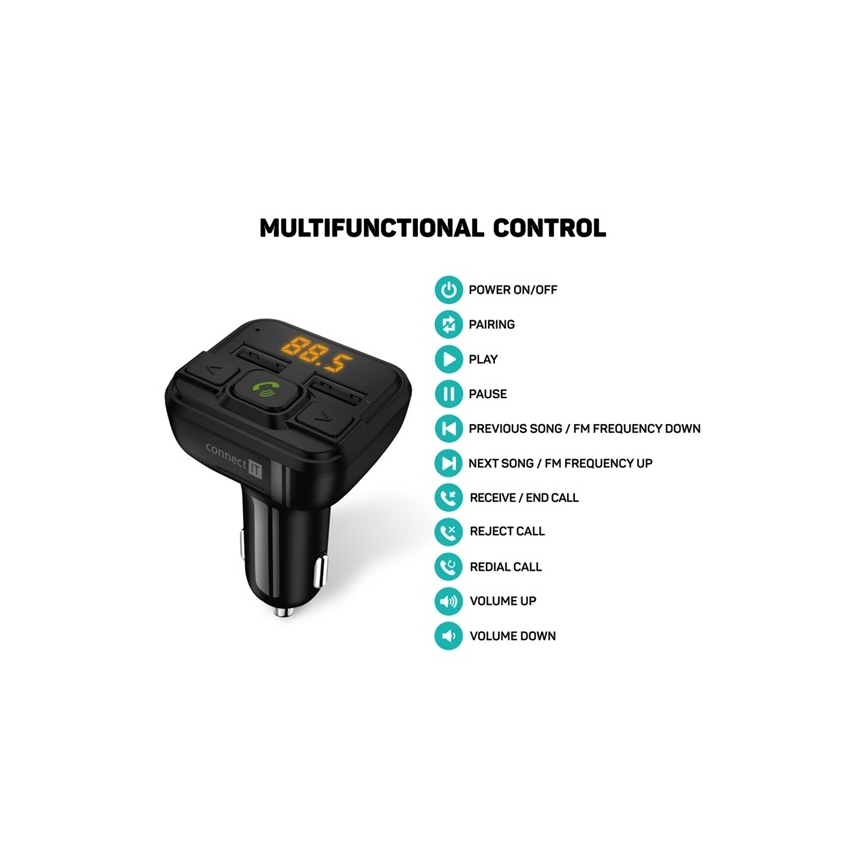 CONNECT IT CCC-8600-BK - FM transmiter za auto sa handsfree funkcijom crno