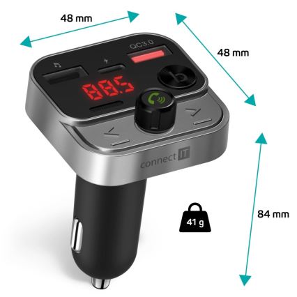 CONNECT IT CCC-8900-AN - FM transmiter za auto sa handsfree funkcijom crno/srebrno