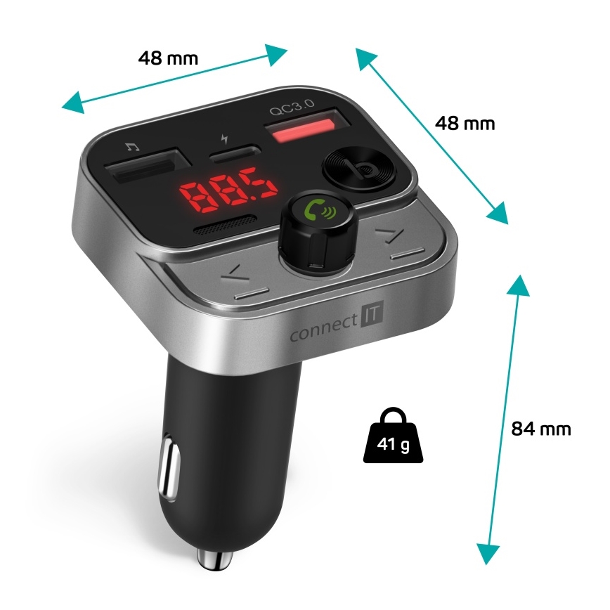 CONNECT IT CCC-8900-AN - FM transmiter za auto sa handsfree funkcijom crno/srebrno