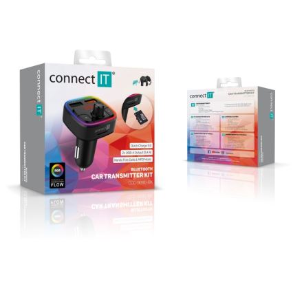 CONNECT IT CCC-9090-BK - LED RGB FM predajnik za automobil sa handsfree funkcijom, crna