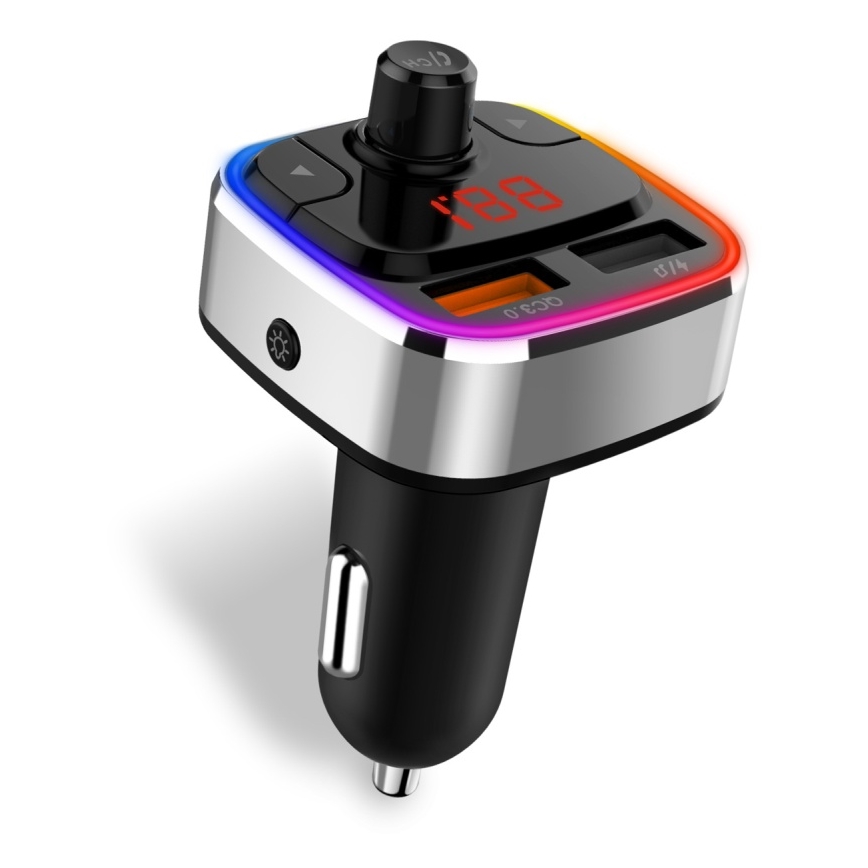 CONNECT IT CCC-9090-SL - LED RGB FM transmiter za auto sa handsfree funkcijom crno/srebrno