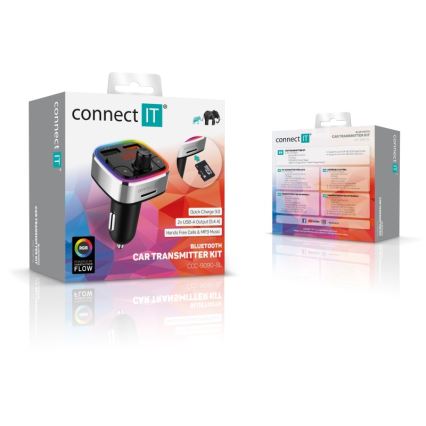 CONNECT IT CCC-9090-SL - LED RGB FM transmiter za auto sa handsfree funkcijom crno/srebrno