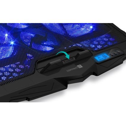 CONNECT IT CCP-2200-BK - Podloga za hlađenje laptopa 4x ventilator 2xUSB crno//plava