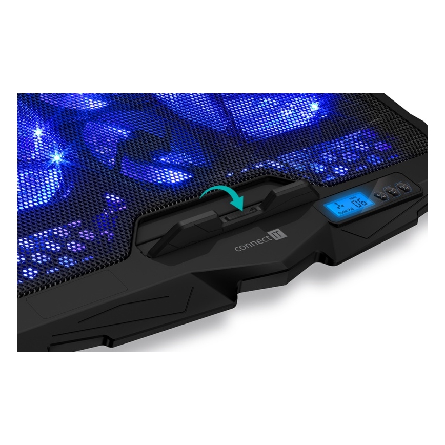 CONNECT IT CCP-2200-BK - Podloga za hlađenje laptopa 4x ventilator 2xUSB crno//plava