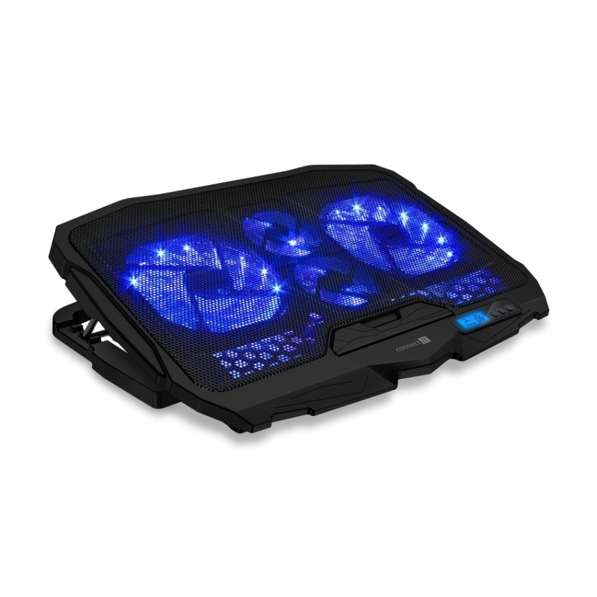 CONNECT IT CCP-2200-BK - Podloga za hlađenje laptopa 4x ventilator 2xUSB crno//plava