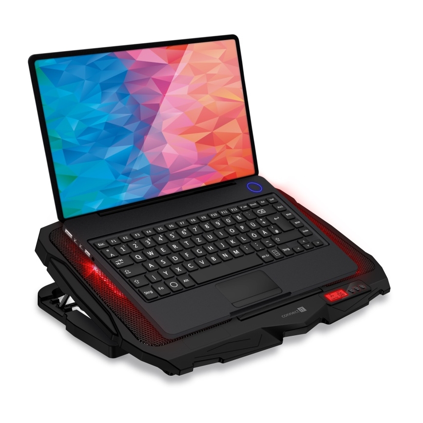 CONNECT IT CCP-2200-RD - Podloga za hlađenje laptopa 4x ventilator 2xUSB crno/crveno
