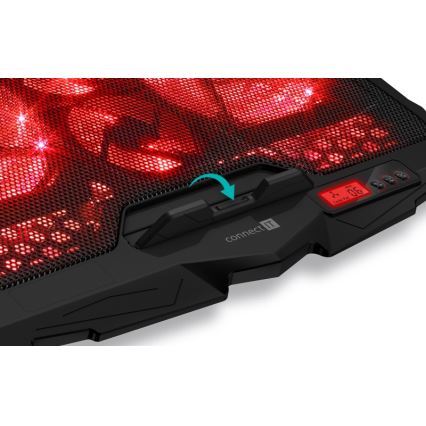 CONNECT IT CCP-2200-RD - Podloga za hlađenje laptopa 4x ventilator 2xUSB crno/crveno