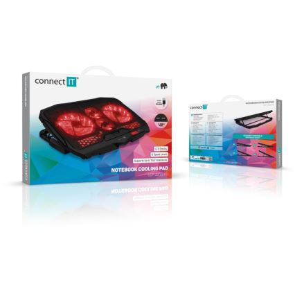 CONNECT IT CCP-2200-RD - Podloga za hlađenje laptopa 4x ventilator 2xUSB crno/crveno