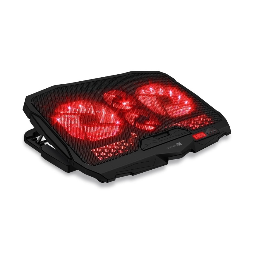 CONNECT IT CCP-2200-RD - Podloga za hlađenje laptopa 4x ventilator 2xUSB crno/crveno