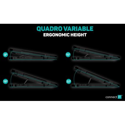 CONNECT IT CCP-2200-RD - Podloga za hlađenje za laptop 4x ventilatora 2xUSB crna/crvena