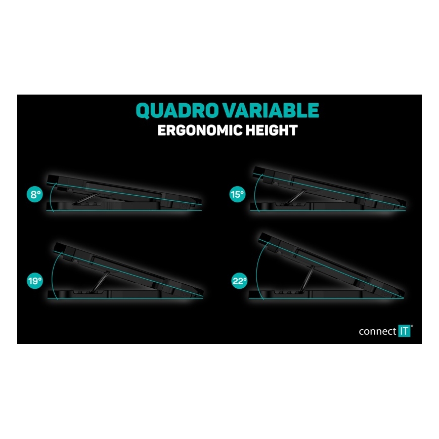 CONNECT IT CCP-2200-RD - Podloga za hlađenje za laptop 4x ventilatora 2xUSB crna/crvena