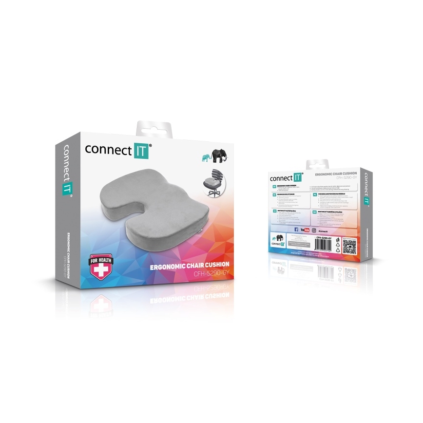 CONNECT IT CFH-5290-GY - Ergonomski jastuk za stolicu sivo