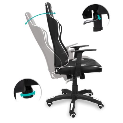 CONNECT IT CGC-0700-WH - Gejmerska stolica LeMans Pro crna/bela