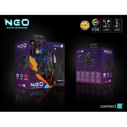 CONNECT IT CHP-3595-BK - LED RGB Gejming slušalice sa žicom sa mikrofonom crno