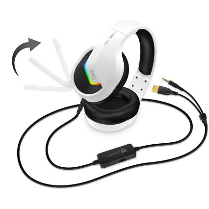 CONNECT IT CHP-3595-WH - LED RGB Gejming slušalice sa žicom sa mikrofonom bela/crno
