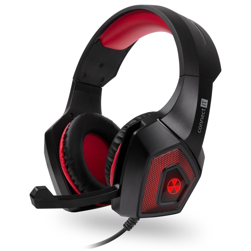 CONNECT IT CHP-5500-RD - LED gejmerske žične slušalice sa mikrofonom crne/crvene