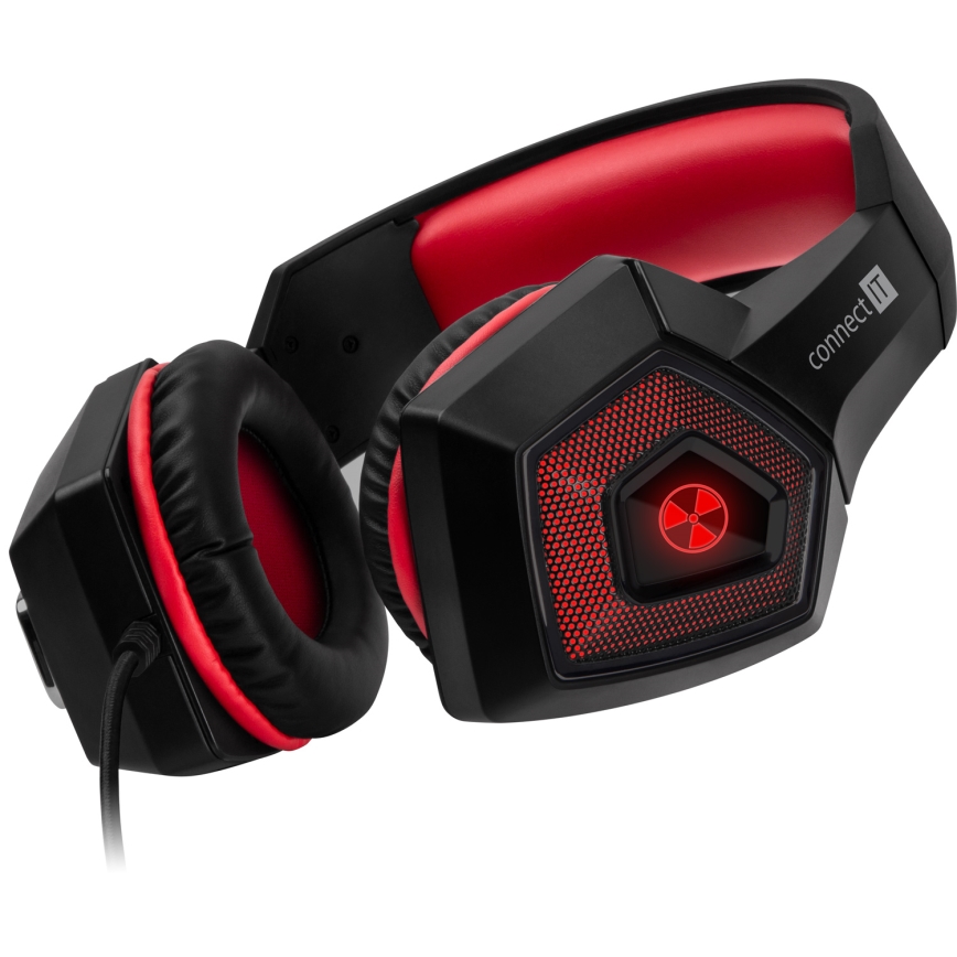 CONNECT IT CHP-5500-RD - LED gejmerske žične slušalice sa mikrofonom crne/crvene