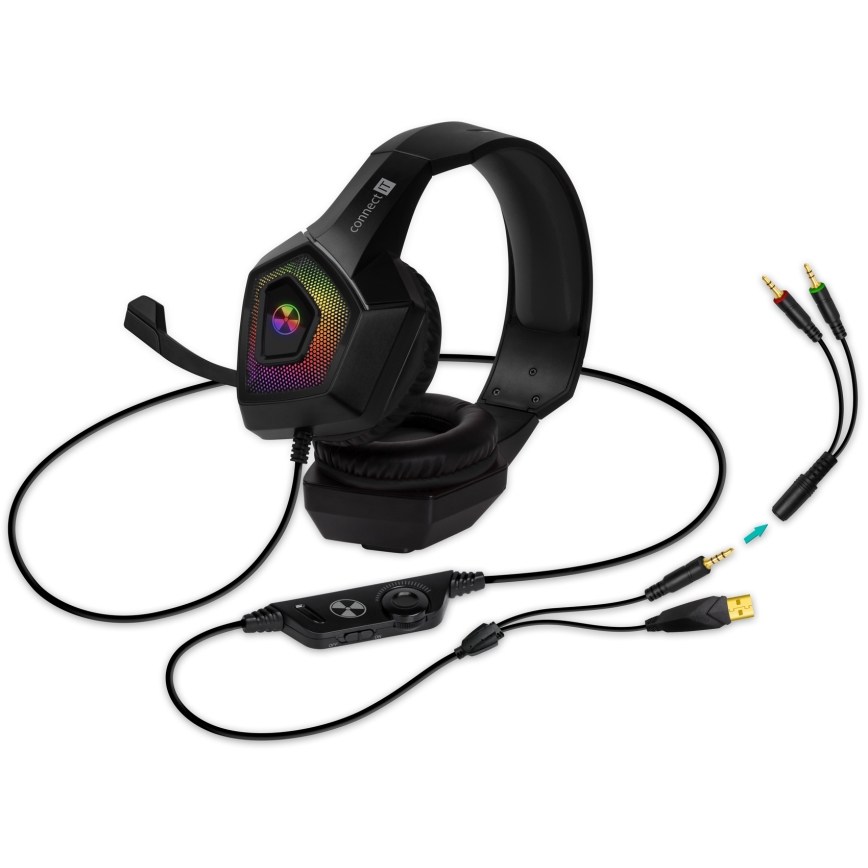 CONNECT IT CHP-5600-BK - LED RGB Gejming slušalice sa žicom sa mikrofonom crno