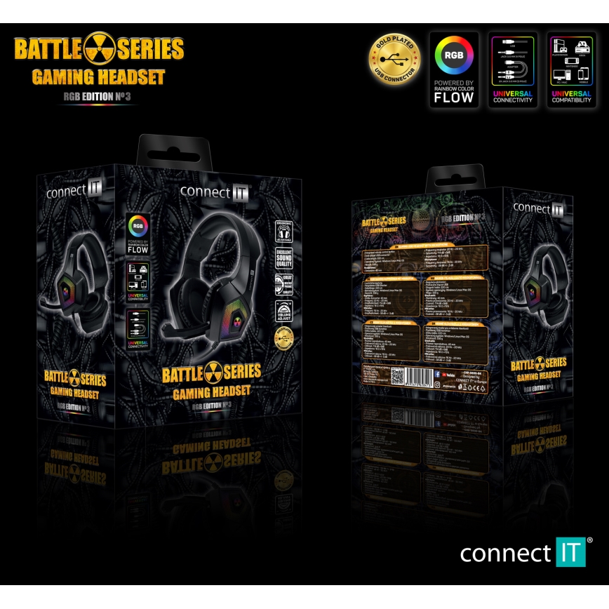 CONNECT IT CHP-5600-BK - LED RGB Gejming slušalice sa žicom sa mikrofonom crno