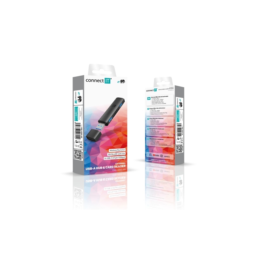 CONNECT IT CHU-4060-AN - USB-A hub sa čitačem memorijske kartice 4u1