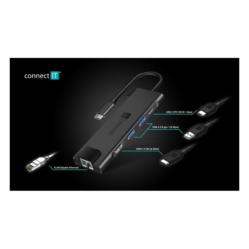 CONNECT IT CHU-8020-AN - USB-C hub 5 u 1