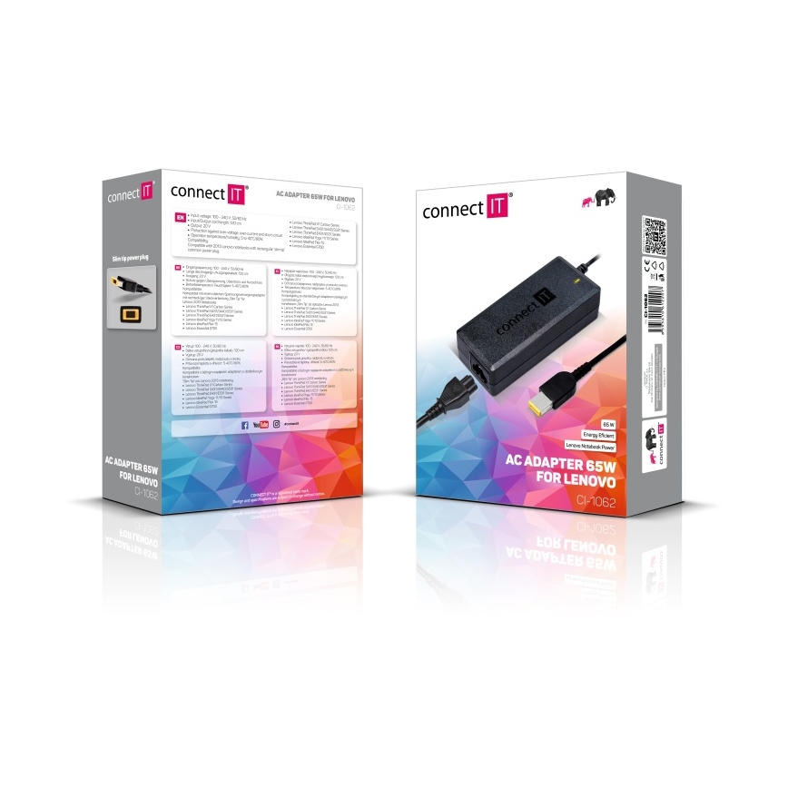 CONNECT IT CI-1062 - Adapter za napajanje za Lenovo laptopove 65W