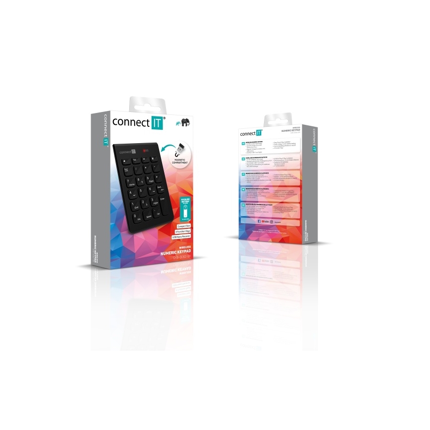 CONNECT IT CKB-0062-BK - Bežična numerička tipkovnica 1xAAA crno