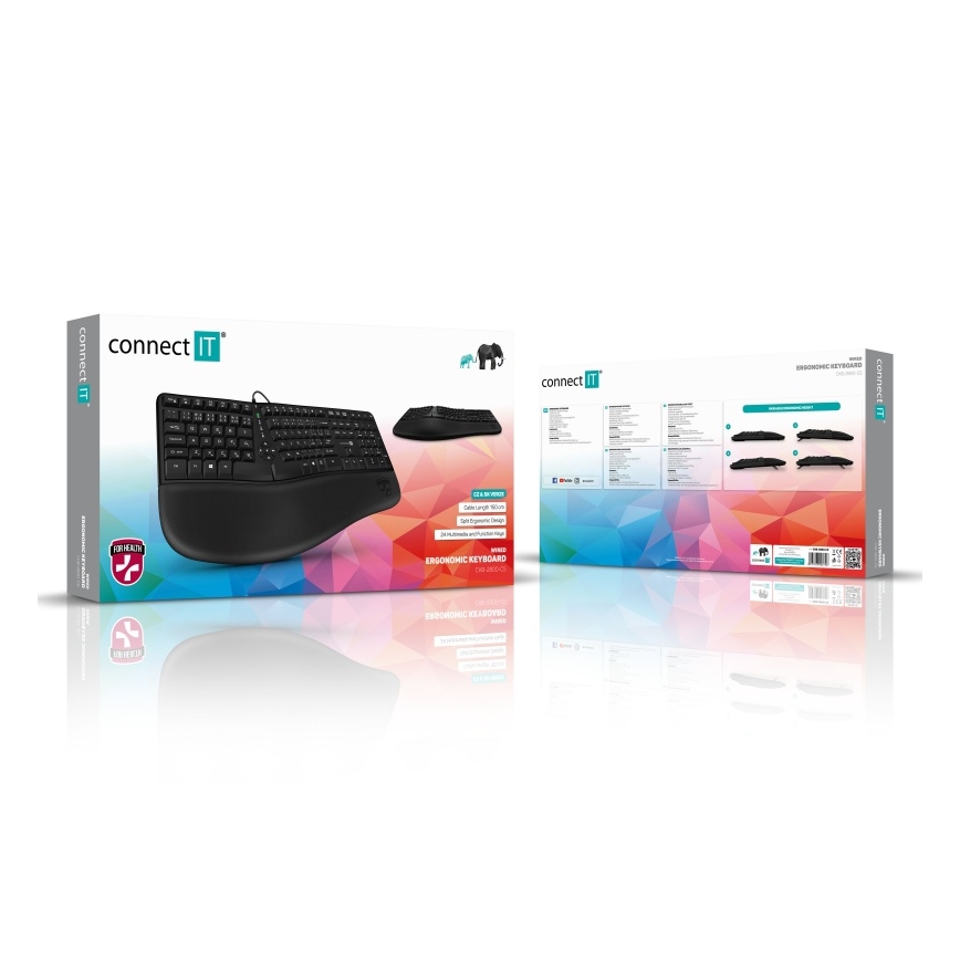CONNECT IT CKB-2800-CS - Ergonomska bežična tastatura sa CZ/SK lokalizacijom crno