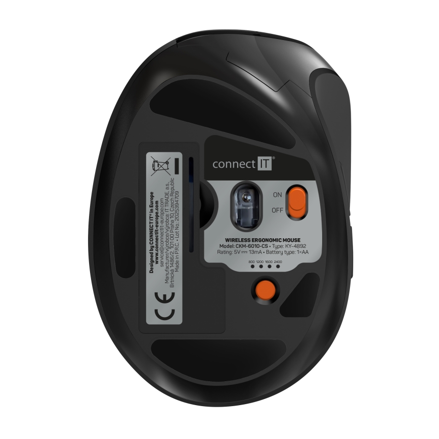 CONNECT IT CKM-6010-CS - Ergonomska bežična tastatura i miš 800/1200/1600/2400 DPI sa CZ/SK lokalizacijom 1xAA + 2xAAA crno