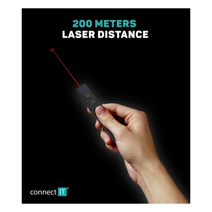 CONNECT IT CLP-2050-BK - Bežični prezenter sa laserskim pokazivačem 1xAAA