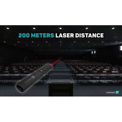 CONNECT IT CLP-2050-BK - Bežični prezenter sa laserskim pokazivačem 1xAAA