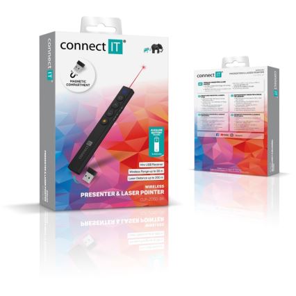 CONNECT IT CLP-2050-BK - Bežični prezenter sa laserskim pokazivačem 1xAAA