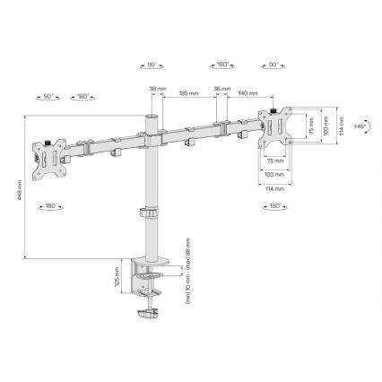 CONNECT IT CMF-3203-BK - Univerzalni držač za 2 monitora 13-32” crno