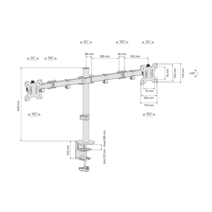 CONNECT IT CMF-3203-BK - Univerzalni držač za 2 monitora 13-32” crno