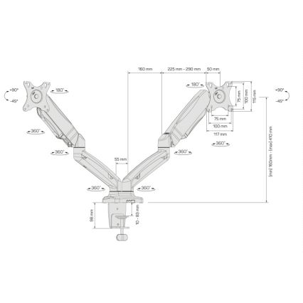 CONNECT IT CMF-3207-BK - Univerzalni držač za 2 monitora 13-27” crno