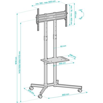 CONNECT IT CMH-9100-BK - Mobilni TV stalak sa policom 37-70” crno