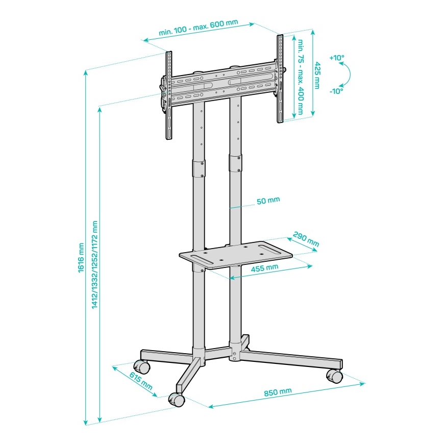 CONNECT IT CMH-9100-BK - Mobilni TV stalak sa policom 37-70” crno