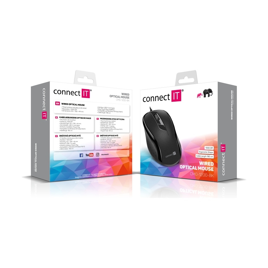 CONNECT IT CMO-1200-BK - Žičani miš 1000 DPI crno