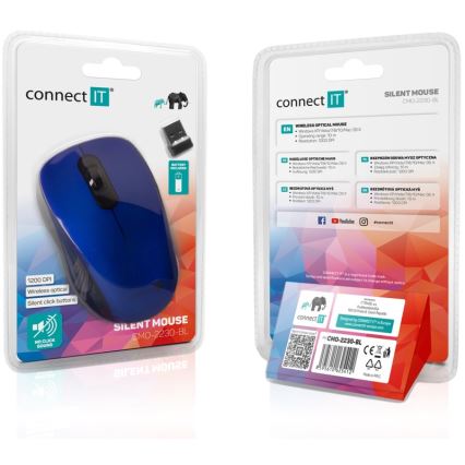 CONNECT IT CMO-2230-BL - Bežični tihi miš MUTE 1200 DPI 1xAA crno/plava
