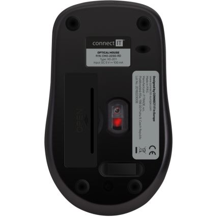 CONNECT IT CMO-2230-RD - Bežični tihi miš MUTE 1200 DPI 1xAA crno/crveno