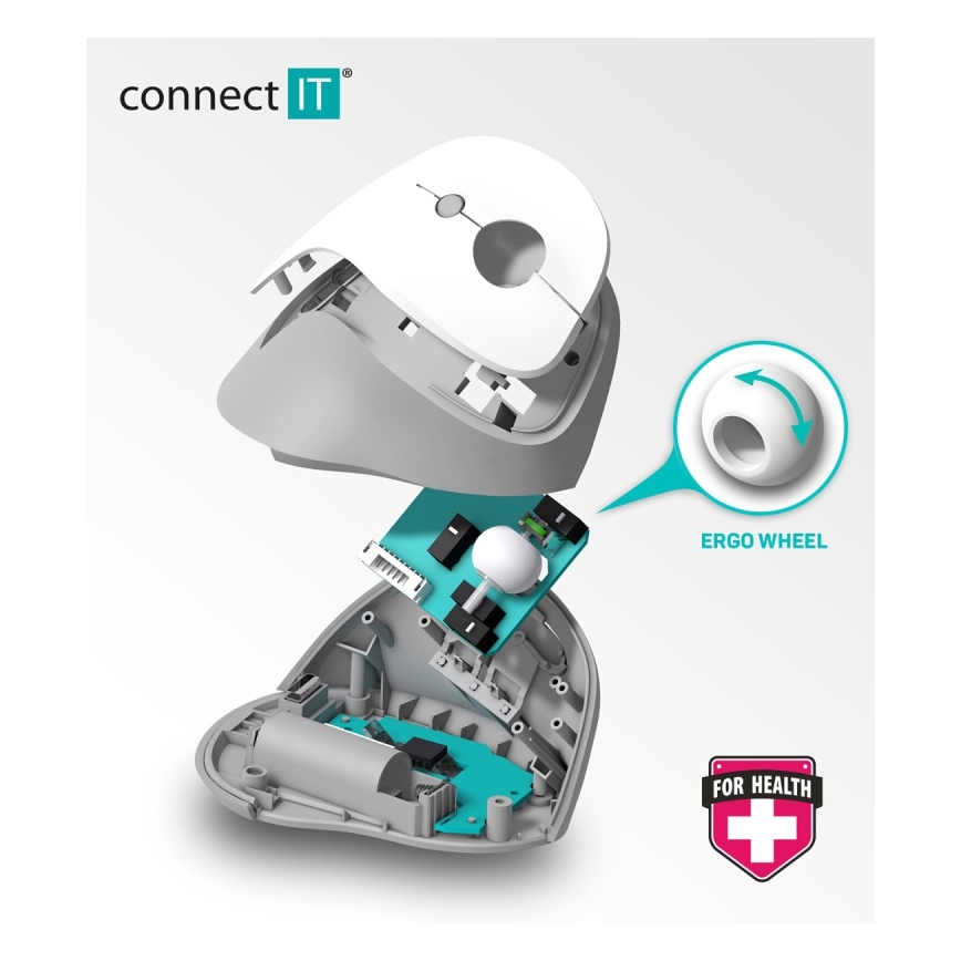 CONNECT IT CMO-2700-WH - Ergonomski bežični miš 800/1200/1600 DPI 1xAA bela