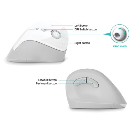 CONNECT IT CMO-2700-WH - Ergonomski bežični miš 800/1200/1600 DPI 1xAA bela