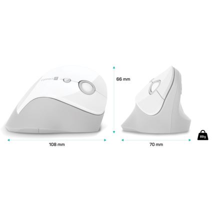 CONNECT IT CMO-2700-WH - Ergonomski bežični miš 800/1200/1600 DPI 1xAA bela