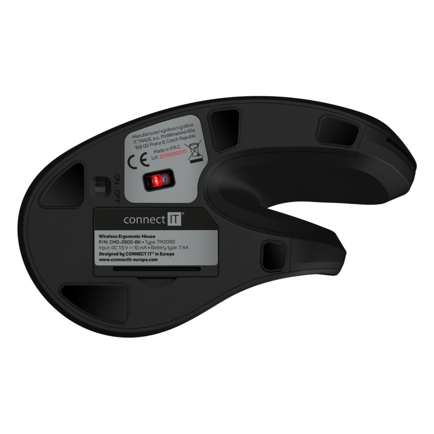 CONNECT IT CMO-2900-BK - Ergonomski bežični miš 800/1200/1600 DPI 1xAA crno