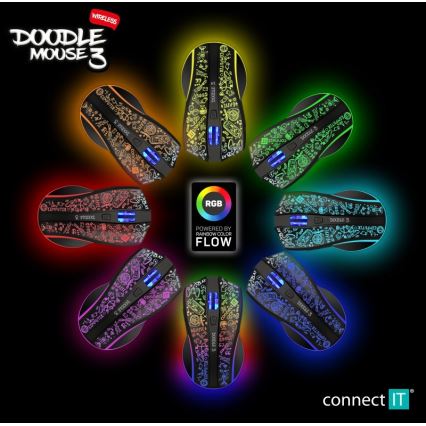 CONNECT IT CMO-3530-DD - LED RGB Bežični punjivi miš za gejming 800/1200/1600/2400/4800 DPI 600 mAh crno